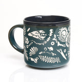 Cognitive Surplus Hand Carved 15oz Ceramic Mug - Fossils