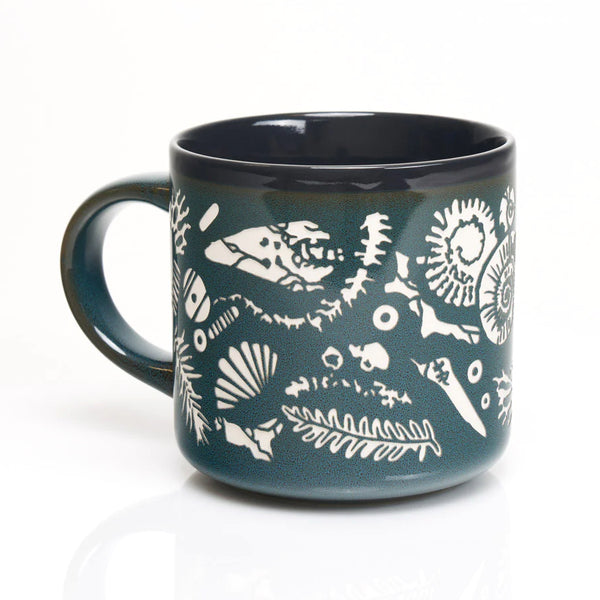 Cognitive Surplus Hand Carved 15oz Ceramic Mug - Fossils