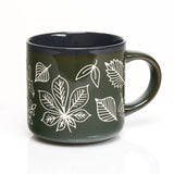 Cognitive Surplus Hand Carved 15oz Ceramic Mug - Pressed Leaves