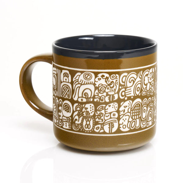 Cognitive Surplus Hand Carved 15oz Ceramic Mug - Maya Script