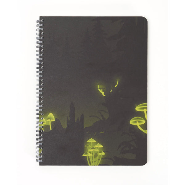 Cognitive Surplus A5 Spiral Notebook - Bioluminescent Mushrooms