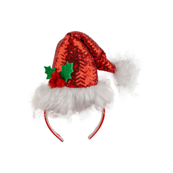 Silver Tree Santa Sequin Hat Headband