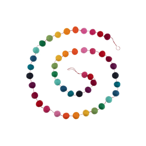 Silver Tree Multicoloured Felt Pompom Garland