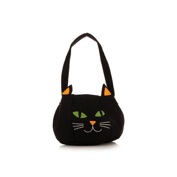 Silver Tree Halloween Candy Basket - Black Cat