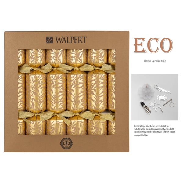 Walpert Holiday Crackers 6pk ECO Gold Willow Bough on Kraft