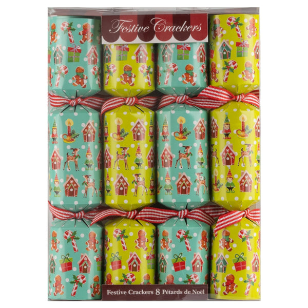 Walpert Holiday Crackers 8pk Gingerbread & Elves