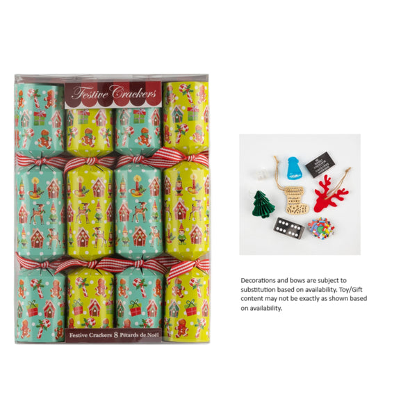 Walpert Holiday Crackers 8pk Gingerbread & Elves