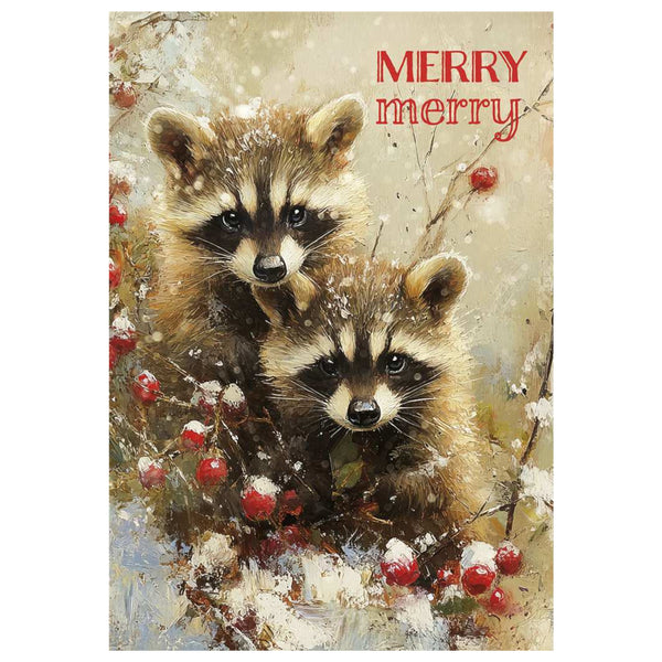 Leanin' Tree Holiday Boxed Cards 10pk Christmas Raccoons