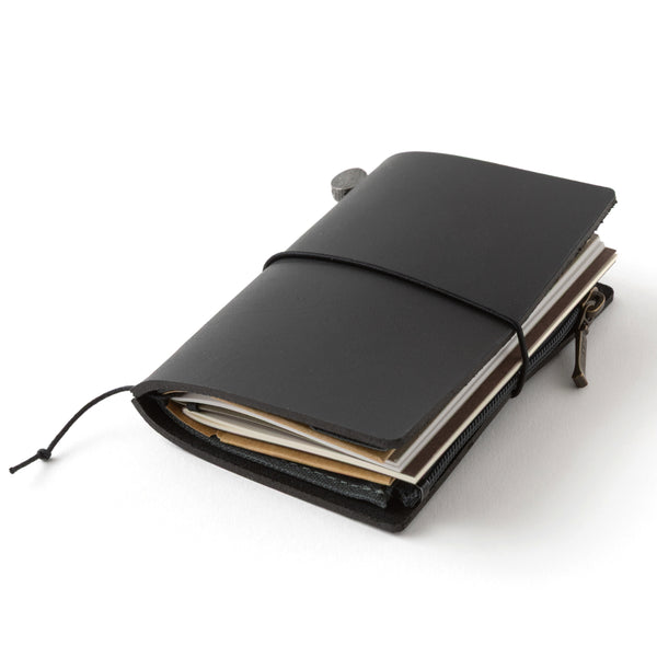 Traveler's Company Leather Notebook Set, Card Size - Black