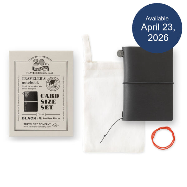 Traveler's Company Leather Notebook Set, Card Size - Black