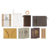 Traveler's Company Leather Notebook Set, Card Size - Brown