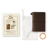 Traveler's Company Leather Notebook Set, Card Size - Brown