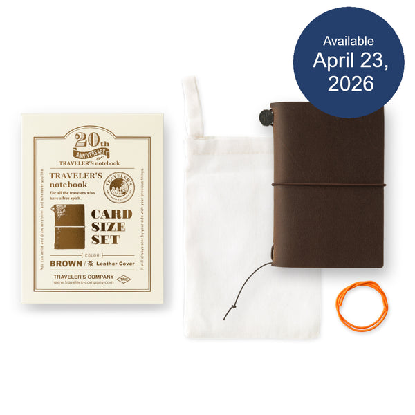 Traveler's Company Leather Notebook Set, Card Size - Brown