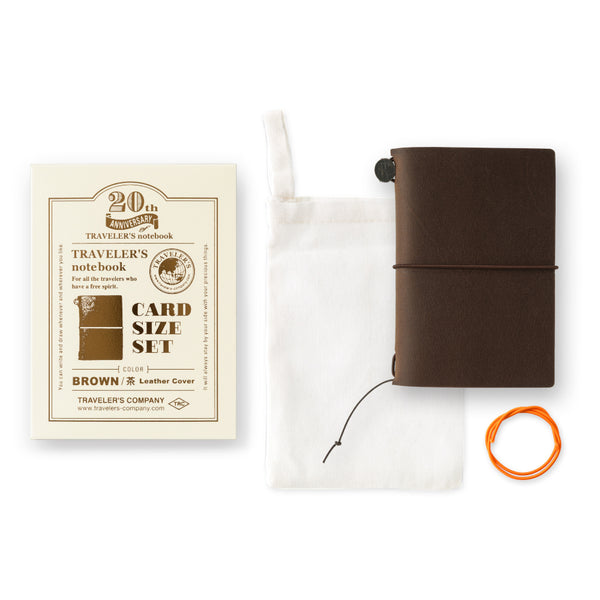 Traveler's Company Leather Notebook Set, Card Size - Brown