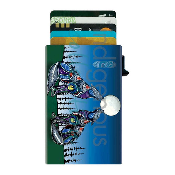 Indigenous Collection RFID Metal Card Holder - Jessica Somers: Howling Wolf Duo