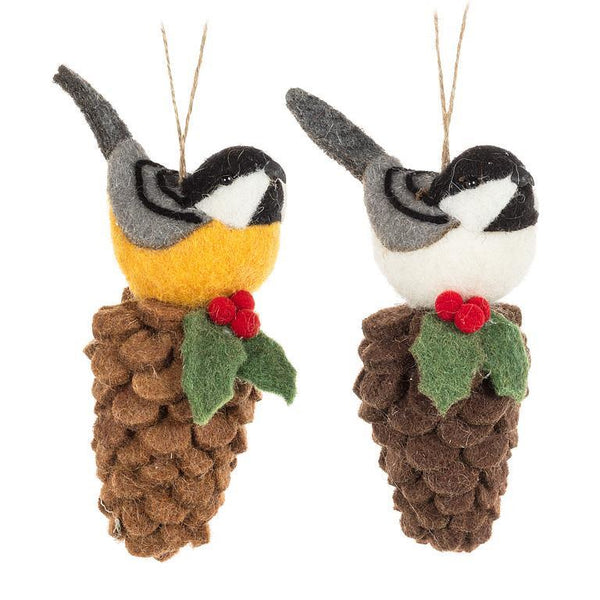 Abbott Felt Ornament - Bird on Pinecone
