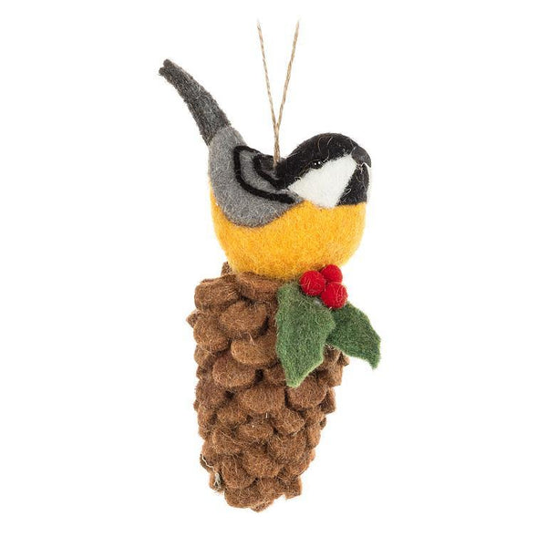 Abbott Felt Ornament - Bird on Pinecone
