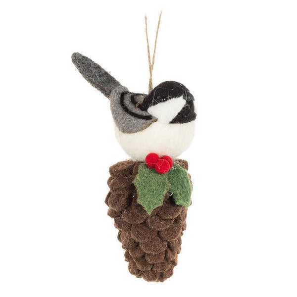 Abbott Felt Ornament - Bird on Pinecone