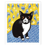 Cardiau Nico Greeting Card - Buffy Cat with Budgies