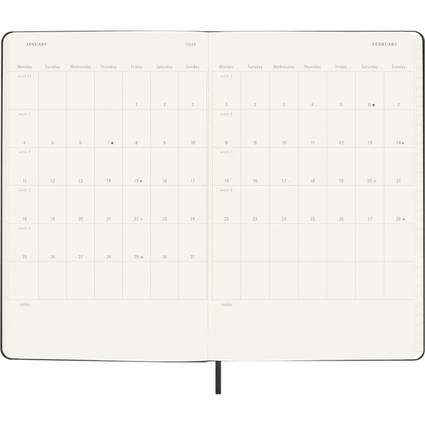 Moleskine 2026/2027 Agenda - Daily, Large Hard Cover, Black
