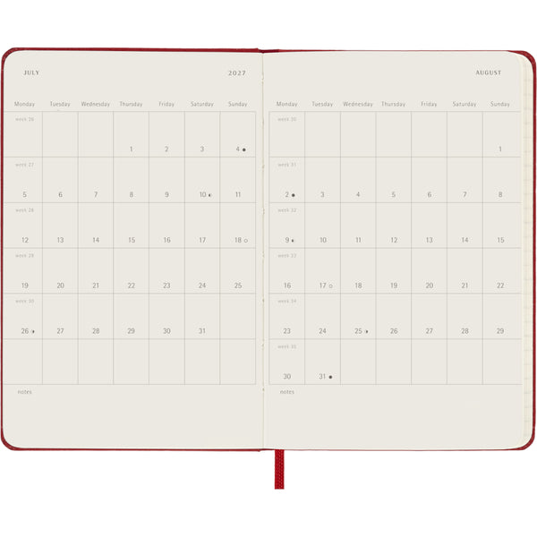 Moleskine 2026/2027 Agenda - Weekly, Pocket Hard Cover, Red