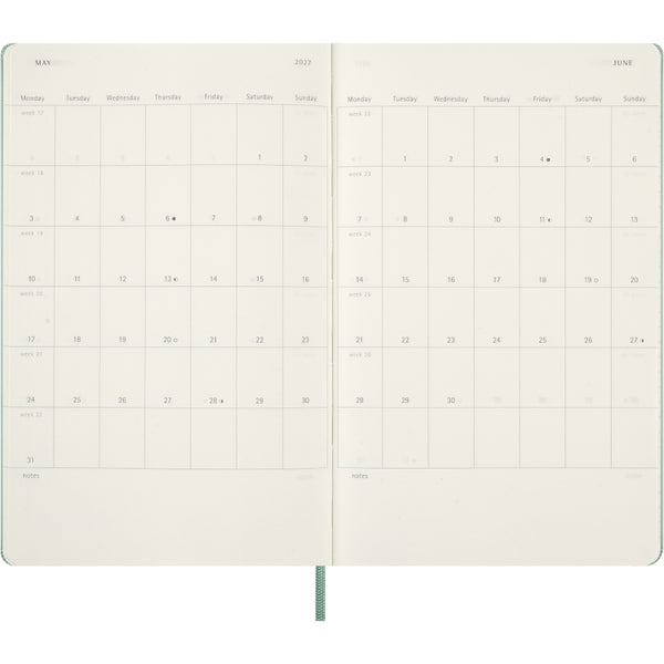 Moleskine 2026/2027 Agenda - Weekly, Large Hard Cover, Sage Green