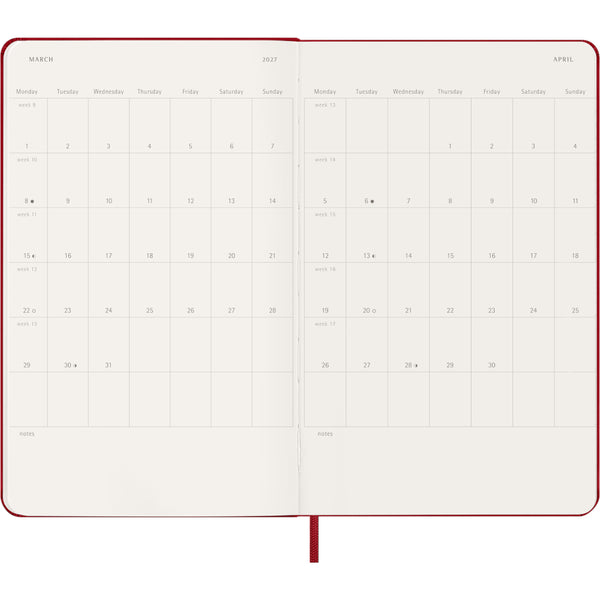 Moleskine 2026/2027 Agenda - Weekly, Large Hard Cover, Red