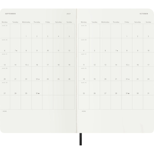 Moleskine 2026/2027 Agenda - Weekly, Large Soft Cover, Black