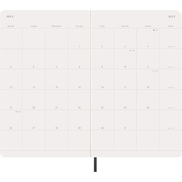 Moleskine 2027 Agenda - Monthly, Large Soft Cover, Black
