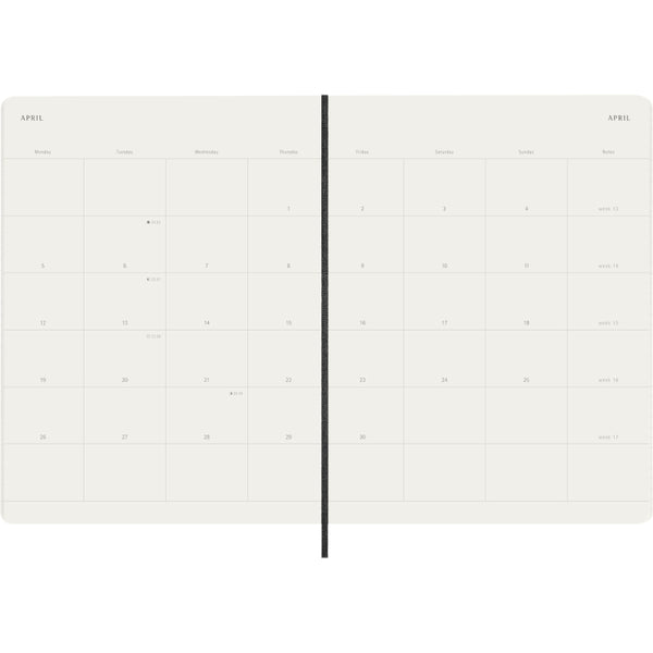 Moleskine 2027 Agenda - Monthly, XL Soft Cover, Black
