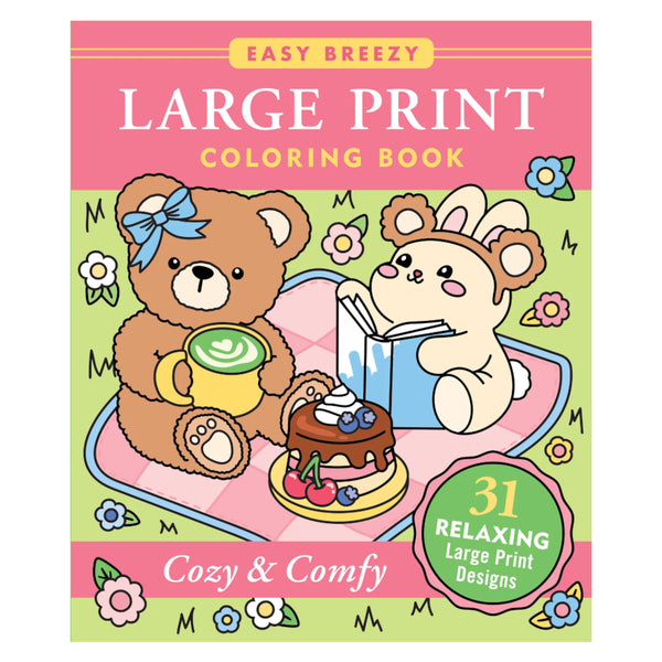 Peter Pauper Press Large Print Colouring Book - Cozy & Comfy