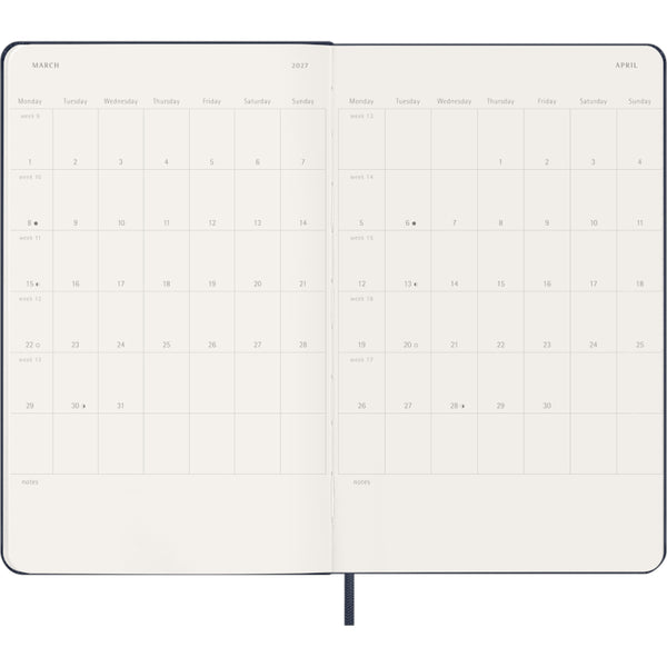 Moleskine 2027 Agenda - Weekly, Large Hard Cover, Sapphire