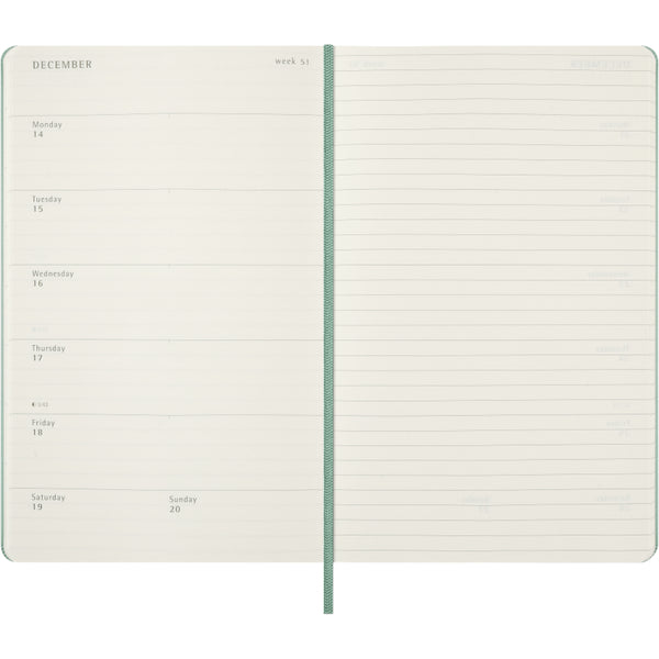 Moleskine 2027 Agenda - Weekly, Large Hard Cover, Sage Green