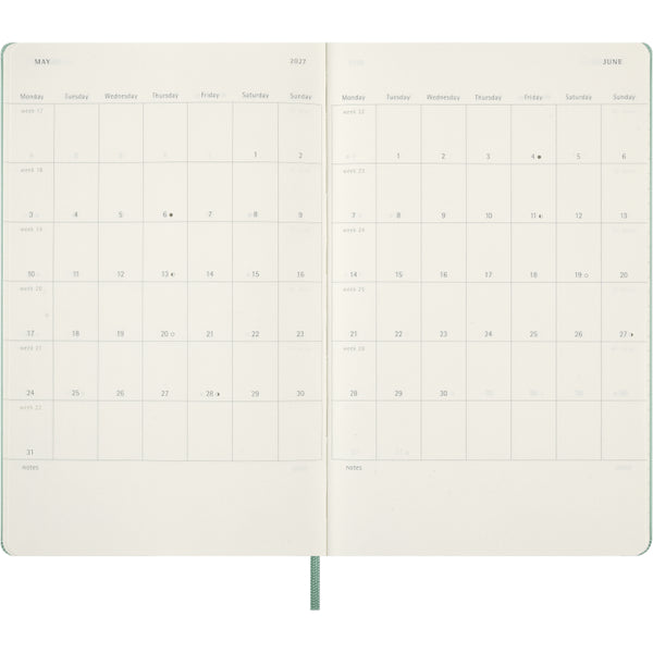 Moleskine 2027 Agenda - Weekly, Large Hard Cover, Sage Green