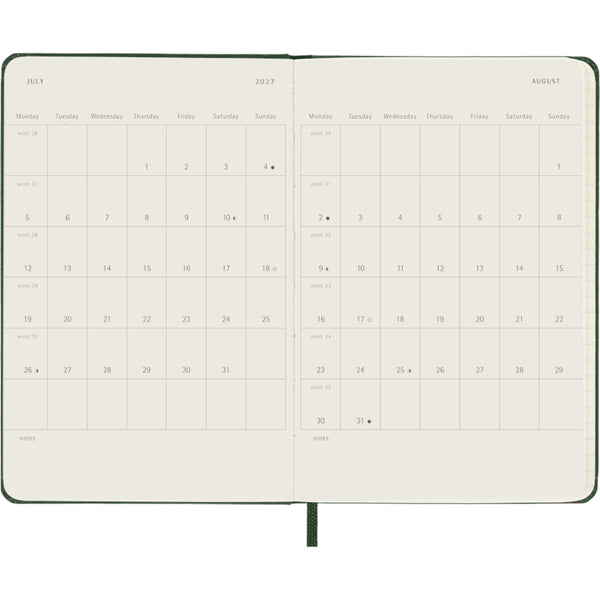 Moleskine 2027 Agenda - Weekly, Pocket Hard Cover, Green