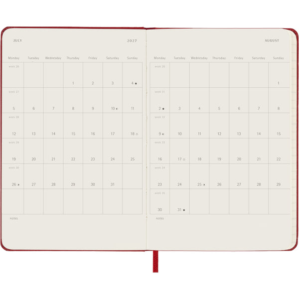 Moleskine 2027 Agenda - Weekly, Pocket Hard Cover, Red