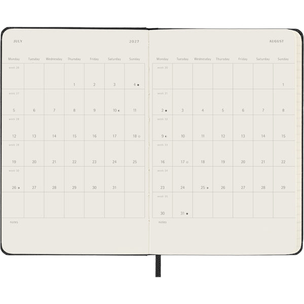 Moleskine 2027 Agenda - Weekly Horizontal, Pocket Hard Cover, Black