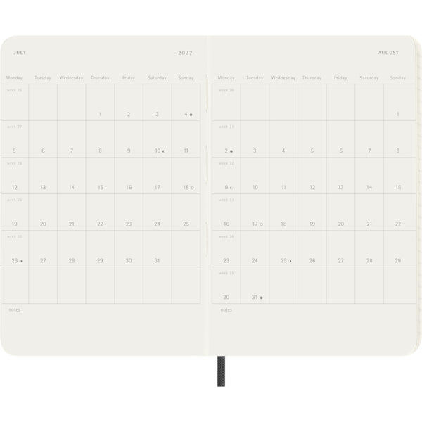 Moleskine 2027 Agenda - Weekly, Pocket Soft Cover, Black
