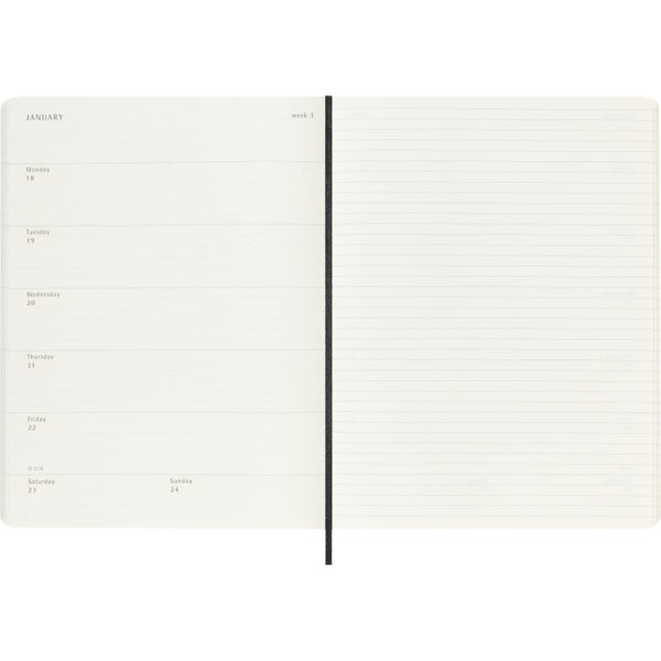 Moleskine 2027 Agenda - Weekly, XL Soft Cover, Black