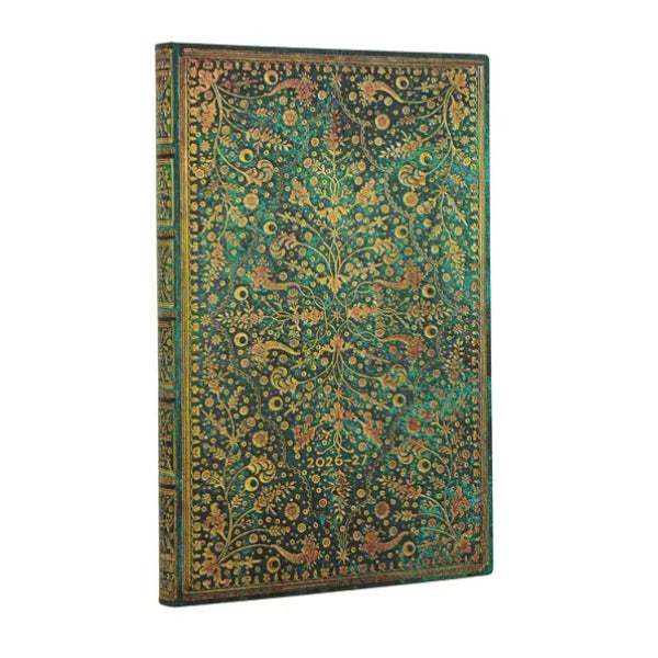 Paperblanks 2026-2027 Mid-Year Agenda - Weekly, Maxi, Emerald Flower
