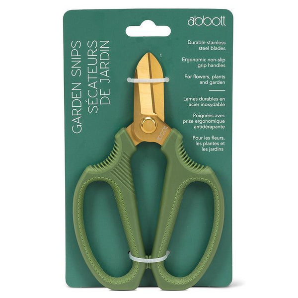Abbott Short Blade Floral Snips - Green & Gold
