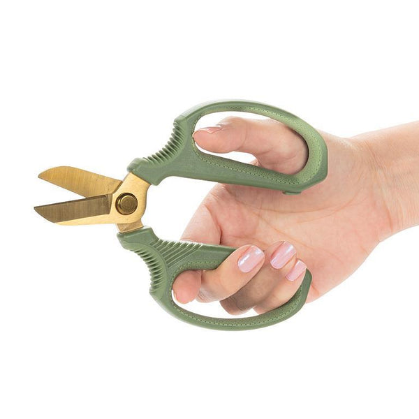 Abbott Short Blade Floral Snips - Green & Gold
