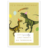 Art File Birthday Greeting Card - Party Dinosaurs