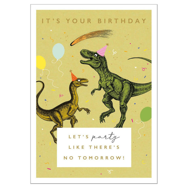 Art File Birthday Greeting Card - Party Dinosaurs
