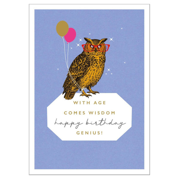 Art File Birthday Greeting Card - With Age Comes Wisdom Owl