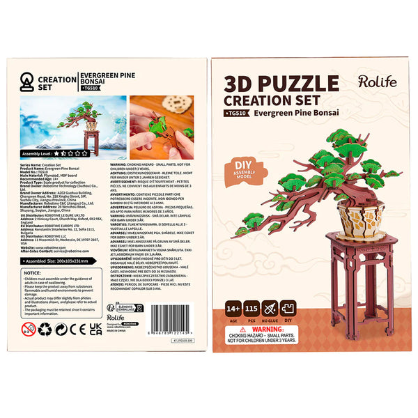 Robotime Rolife Robotime Rolife 3D Wooden Model Kit - Evergreen Pine Bonsai
