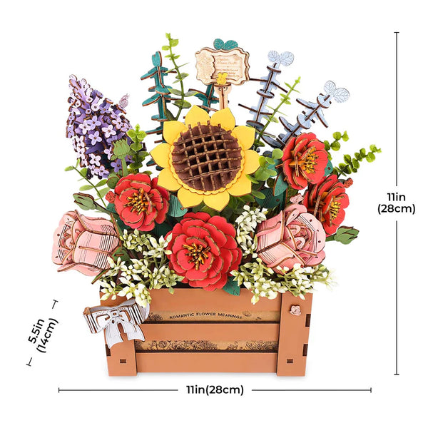 Robotime Rowood DIY Wooden Flower Model Kit - Bloom Box