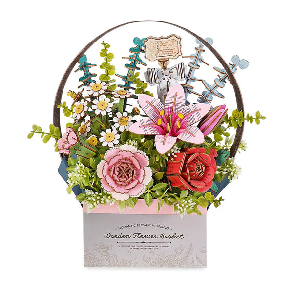 Robotime Rowood DIY Wooden Flower Model Kit - Flower Basket