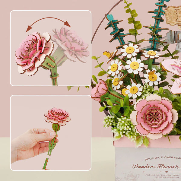Robotime Rowood DIY Wooden Flower Model Kit - Flower Basket