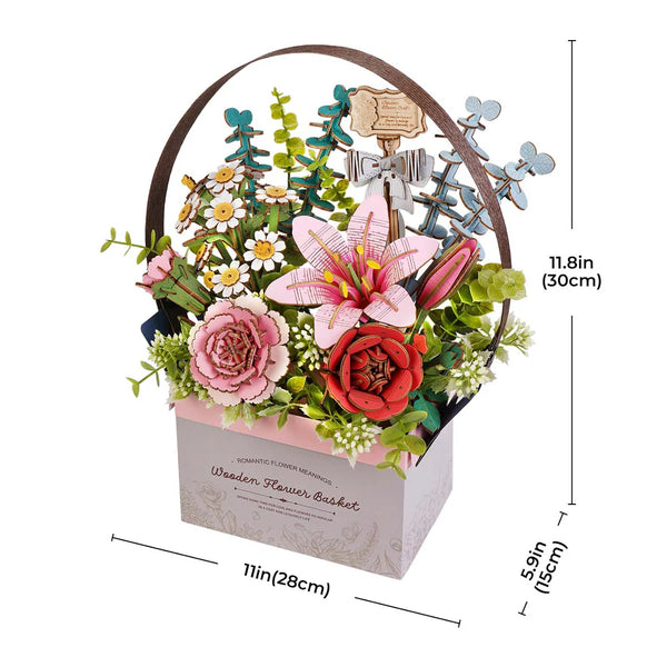 Robotime Rowood DIY Wooden Flower Model Kit - Flower Basket